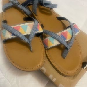 TOMS denim sandals! Never Worn!